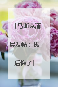 马斯克清晨发帖：我后悔了