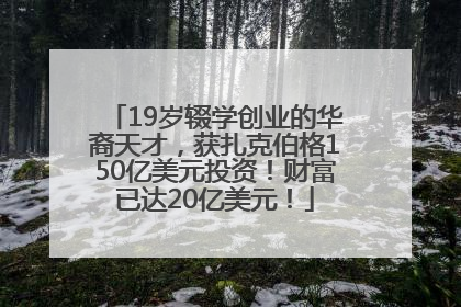 19岁辍学创业的华裔天才，获扎克伯格150亿美元投资！财富已达20亿美元！