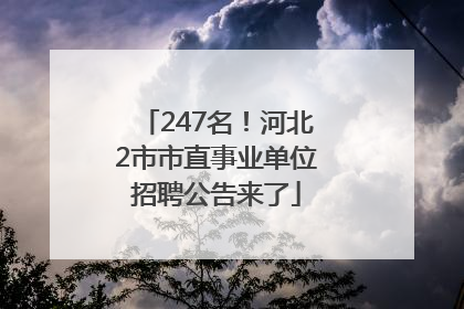 247名！河北2市市直事业单位招聘公告来了