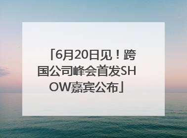 6月20日见！跨国公司峰会首发SHOW嘉宾公布